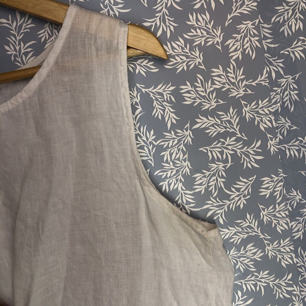 Lungo L'arno Made In Italy 100% Linen Crochet Sleeveless White Top Size M - Picture 7 of 15